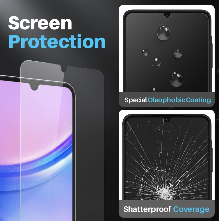 For Samsung Galaxy A15 5G / 4G NORTHJO 3 in 1 Clear Phone Case with Screen Protector Lens Film