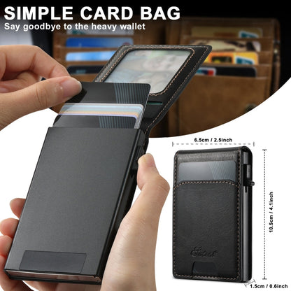 For iPhone 16 Pro Max Suteni H19 Oil Wax 2-in-1 MagSafe Removable Card Box Back Phone Case(Black)