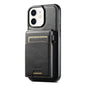 For iPhone 12 Suteni H19 Oil Wax 2-in-1 MagSafe Removable Card Box Back Phone Case(Black)