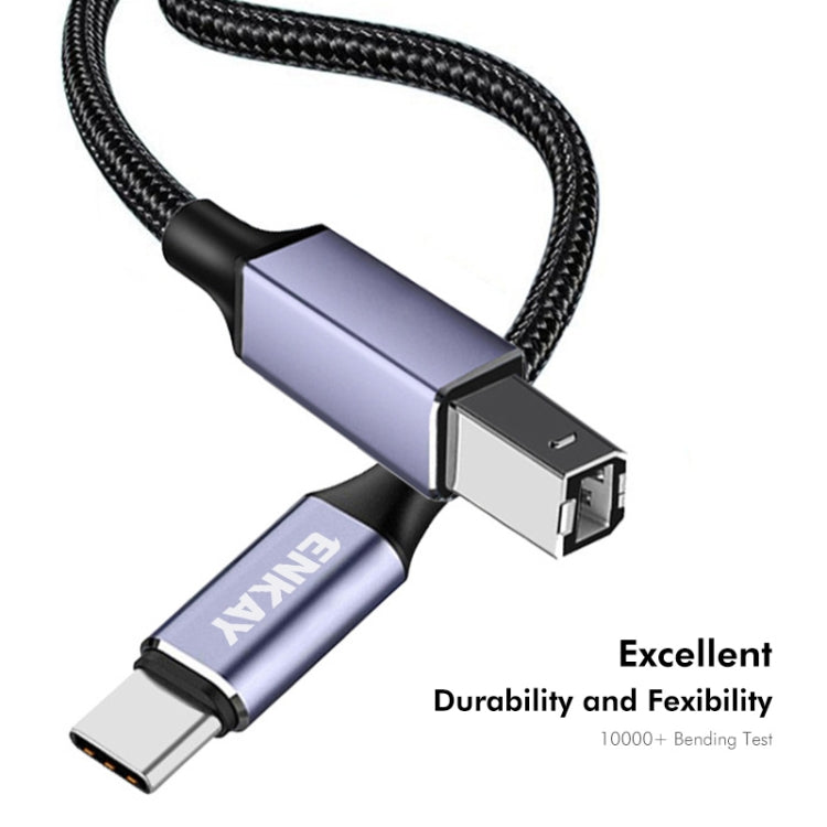 ENKAY ENK-CB170 USB C / Type-C to USB 2.0 B Printer Scanner Nylon Braided Cable, Length:1m