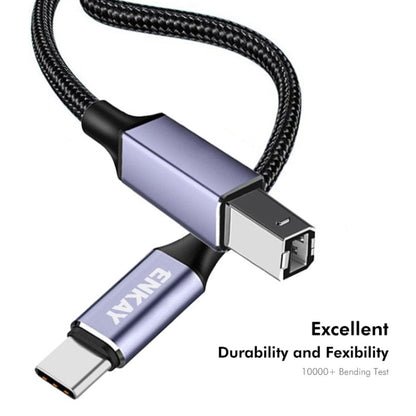 ENKAY ENK-CB170 USB C / Type-C to USB 2.0 B Printer Scanner Nylon Braided Cable, Length:1m