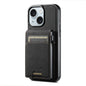 For iPhone 15 Plus Suteni H19 Litchi Grain 2-in-1 MagSafe Removable Card Box Back Phone Case(Black)
