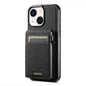 For iPhone 14 Plus Suteni H19 Litchi Grain 2-in-1 MagSafe Removable Card Box Back Phone Case(Black)