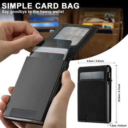 For iPhone 14 Suteni H19 Litchi Grain 2-in-1 MagSafe Removable Card Box Back Phone Case(Black)