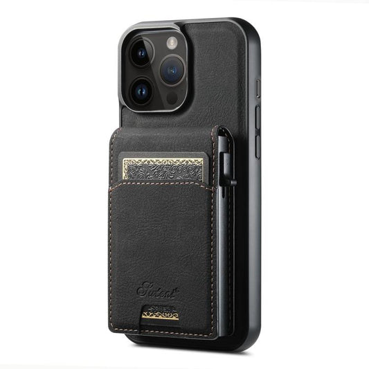 Pour iPhone 13 Pro Max Suteni H19 Étui de téléphone arrière amovible 2-en-1 MagSafe en grain de litchi (noir)