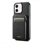 For iPhone 12 Suteni H19 Litchi Grain 2-in-1 MagSafe Removable Card Box Back Phone Case(Black)