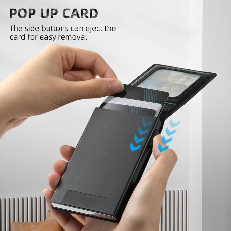 For iPhone 14 Suteni H19 Carbon Fiber Grain 2-in-1 MagSafe Removable Card Box Back Phone Case(Black)