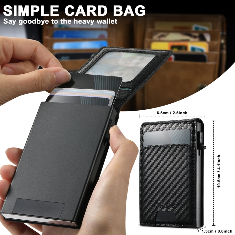 For iPhone 14 Suteni H19 Carbon Fiber Grain 2-in-1 MagSafe Removable Card Box Back Phone Case(Black)