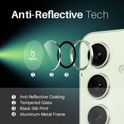 For Samsung Galaxy S25 5G NORTHJO Camera Lens Protector CD Metal Ring Tempered Glass Film(Green)