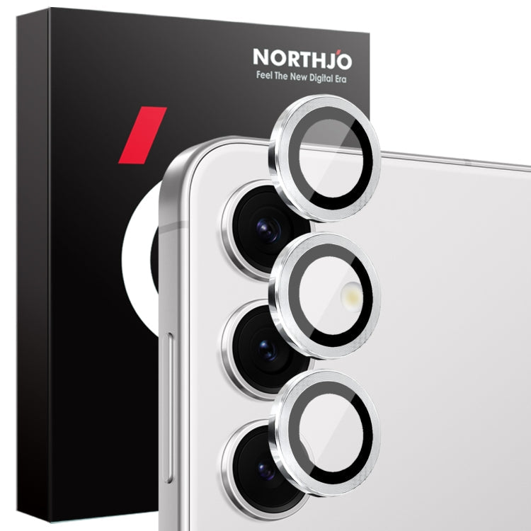For Samsung Galaxy S25 5G NORTHJO Camera Lens Protector CD Metal Ring Tempered Glass Film(Silver)