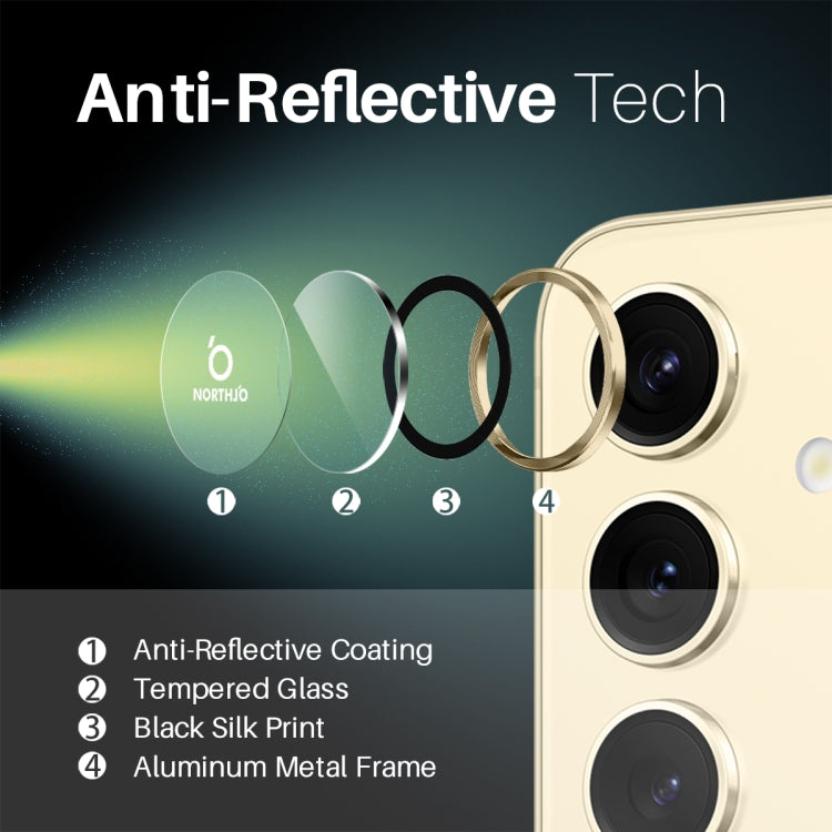 For Samsung Galaxy S25 5G NORTHJO Camera Lens Protector CD Metal Ring Tempered Glass Film(Gold)