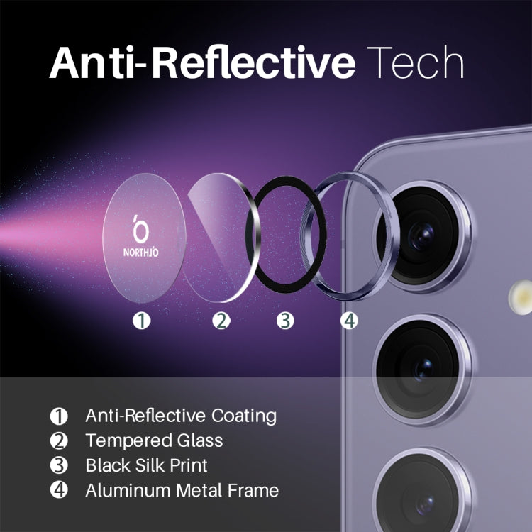 For Samsung Galaxy S25 5G NORTHJO Camera Lens Protector CD Metal Ring Tempered Glass Film(Purple)