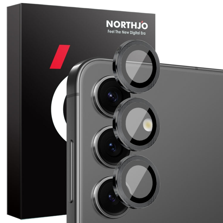 For Samsung Galaxy S25+ 5G NORTHJO Camera Lens Protector CD Metal Ring Tempered Glass Film(Black)
