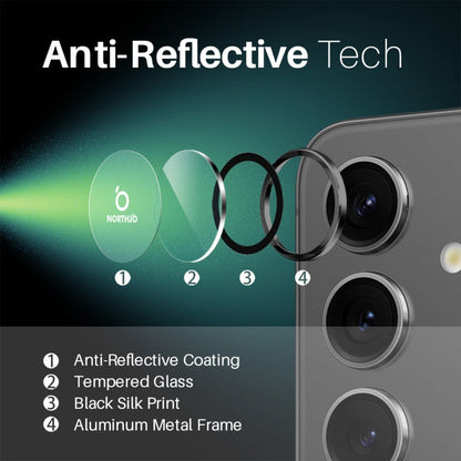 For Samsung Galaxy S25+ 5G NORTHJO Camera Lens Protector CD Metal Ring Tempered Glass Film(Black)