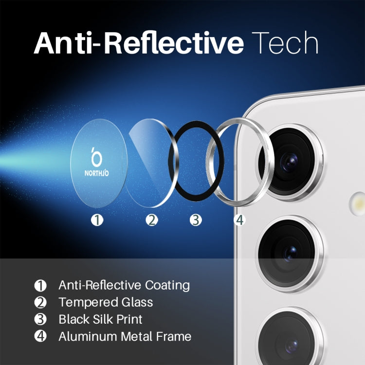 For Samsung Galaxy S25+ 5G NORTHJO Camera Lens Protector CD Metal Ring Tempered Glass Film(Silver)