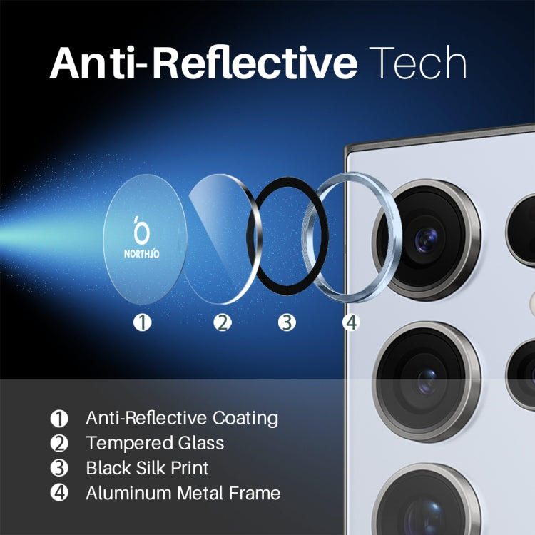 For Samsung Galaxy S25 Ultra 5G NORTHJO Camera Lens Protector CD Metal Ring Tempered Glass Film(Blue)