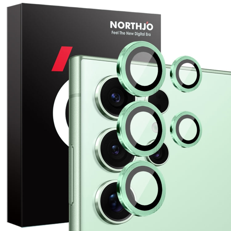 Pour Samsung Galaxy S25 Ultra 5G NORTHJO Protecteur d'objectif d'appareil photo Anneau métallique CD Film en verre trempé (vert)