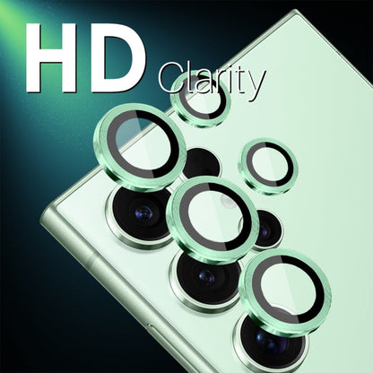Pour Samsung Galaxy S25 Ultra 5G NORTHJO Protecteur d'objectif d'appareil photo Anneau métallique CD Film en verre trempé (vert)