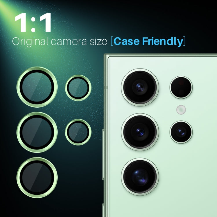 Pour Samsung Galaxy S25 Ultra 5G NORTHJO Protecteur d'objectif d'appareil photo Anneau métallique CD Film en verre trempé (vert)