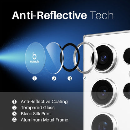 For Samsung Galaxy S25 Ultra 5G NORTHJO Camera Lens Protector CD Metal Ring Tempered Glass Film(Silver)