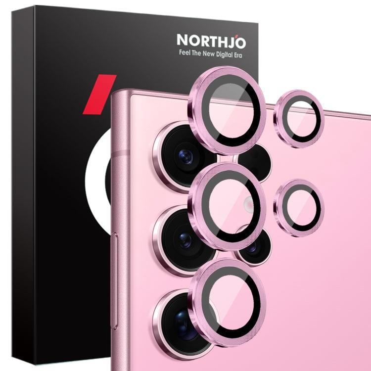 For Samsung Galaxy S25 Ultra 5G NORTHJO Camera Lens Protector CD Metal Ring Tempered Glass Film(Pink)