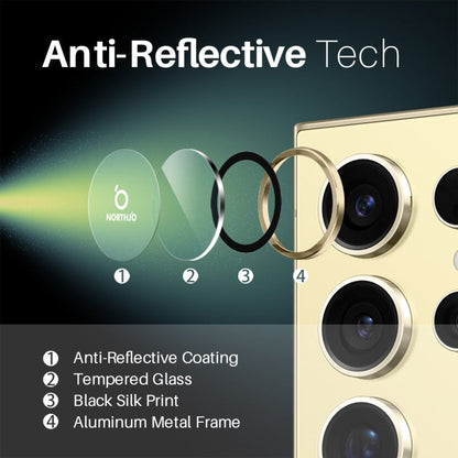 For Samsung Galaxy S25 Ultra 5G NORTHJO Camera Lens Protector CD Metal Ring Tempered Glass Film(Gold)