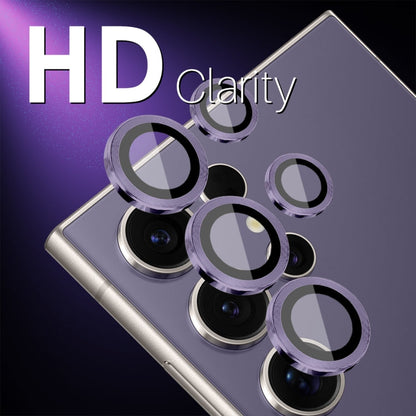 Pour Samsung Galaxy S25 Ultra 5G NORTHJO Protecteur d'objectif d'appareil photo Anneau en métal CD Film en verre trempé (Violet)