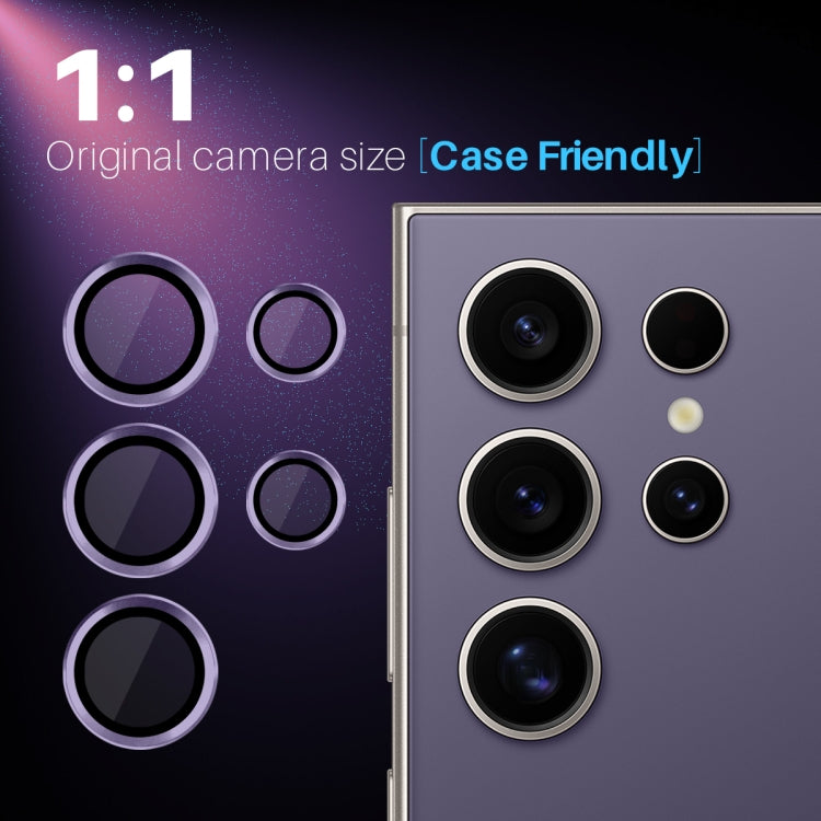Pour Samsung Galaxy S25 Ultra 5G NORTHJO Protecteur d'objectif d'appareil photo Anneau en métal CD Film en verre trempé (Violet)