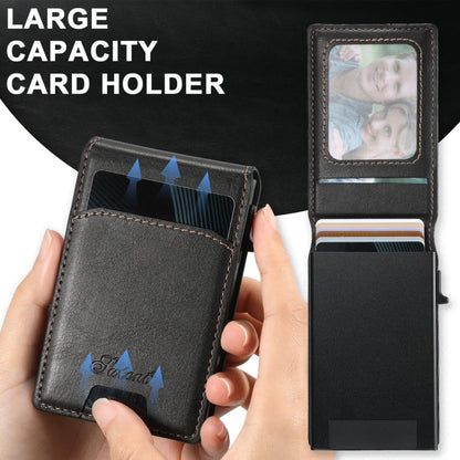 For Samsung Galaxy S23 Ultra 5G Suteni H19 Oil Wax 2-in-1 MagSafe Removable Card Box Back Phone Case(Black)