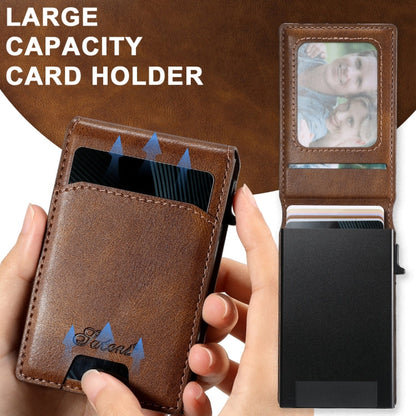 For Samsung Galaxy S22 5G Suteni H19 Oil Wax 2-in-1 MagSafe Removable Card Box Back Phone Case(Brown)