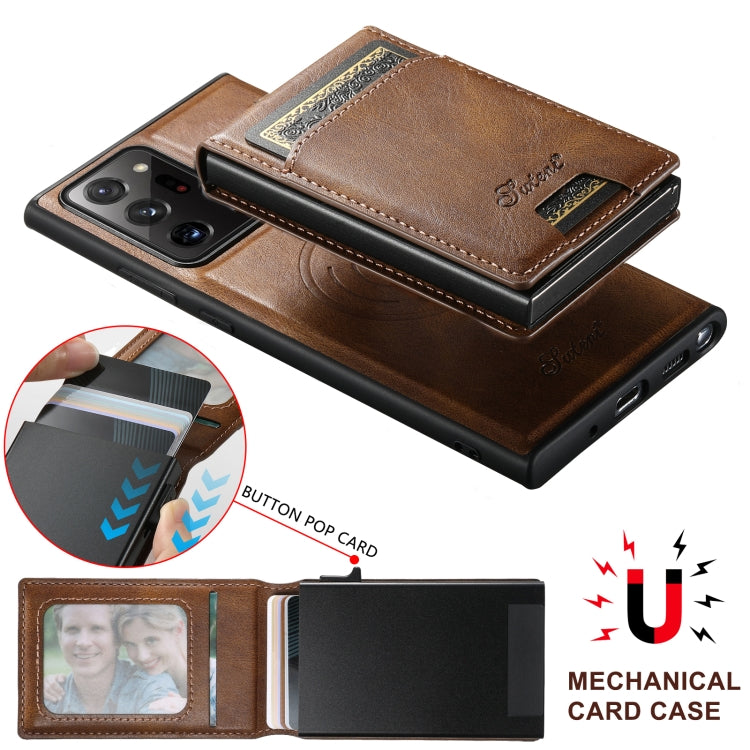 For Samsung Galaxy Note20 5G Suteni H19 Oil Wax 2-in-1 MagSafe Removable Card Box Back Phone Case(Black)