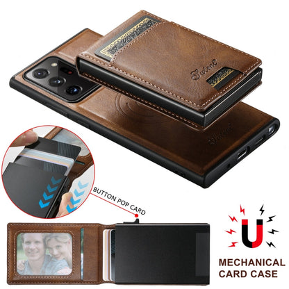 Pour Samsung Galaxy Note20 5G Suteni H19 Étui de téléphone arrière 2 en 1 en cuir huilé amovible MagSafe (marron)