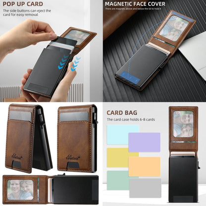 For Samsung Galaxy S23 Ultra 5G Suteni H19 Oil Wax 2-in-1 MagSafe Removable Card Box Back Phone Case(Black)