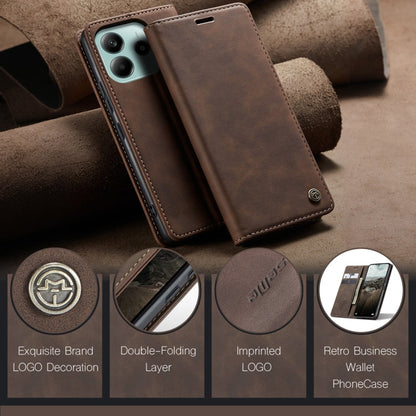 For Redmi Note 14 5G CaseMe 013 Multifunctional Horizontal Flip Leather Phone Case(Coffee)