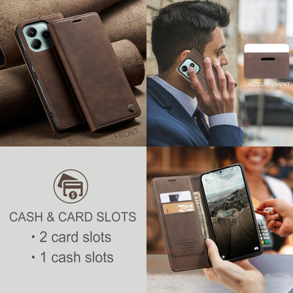 For Redmi Note 14 5G CaseMe 013 Multifunctional Horizontal Flip Leather Phone Case(Coffee)