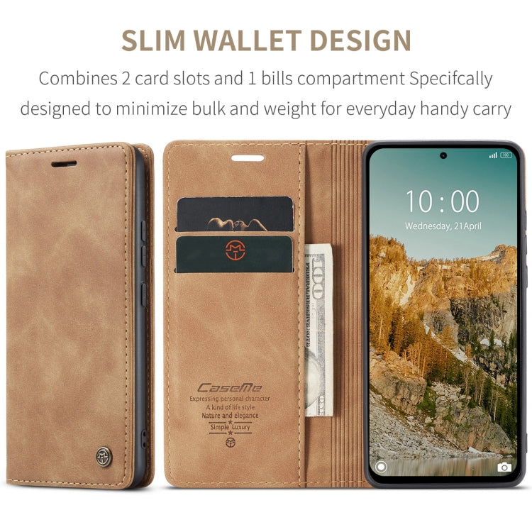 For Redmi Note 14 5G CaseMe 013 Multifunctional Horizontal Flip Leather Phone Case(Brown)