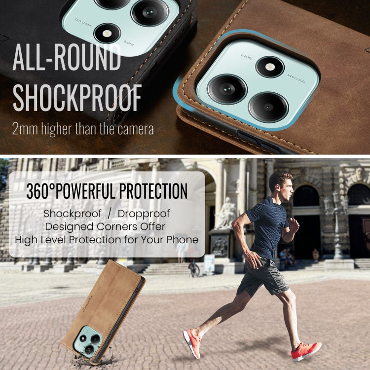 For Redmi Note 14 5G CaseMe 013 Multifunctional Horizontal Flip Leather Phone Case(Brown)