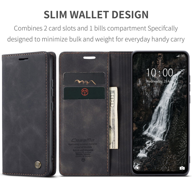 For Redmi Note 14 5G CaseMe 013 Multifunctional Horizontal Flip Leather Phone Case(Black)