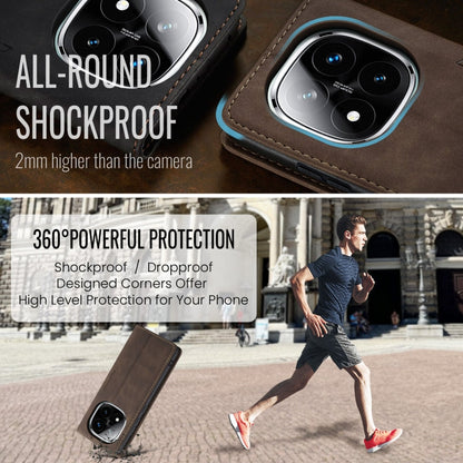 For Redmi Note 14 Pro 5G CaseMe 013 Multifunctional Horizontal Flip Leather Phone Case(Coffee)