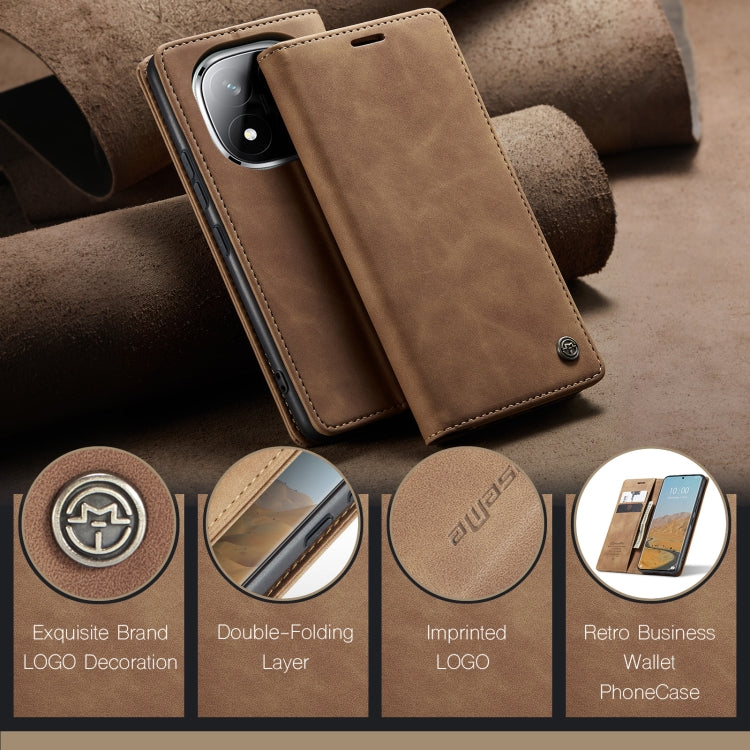 For Redmi Note 14 Pro 5G CaseMe 013 Multifunctional Horizontal Flip Leather Phone Case(Brown)