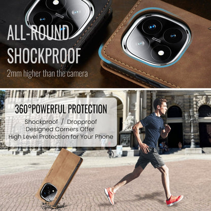 For Redmi Note 14 Pro 5G CaseMe 013 Multifunctional Horizontal Flip Leather Phone Case(Brown)