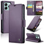 Pour Redmi Note 14 5G Coque Téléphone en Cuir Anti-vol RFID Texturé Litchi avec Fermoir Papillon CaseMe 023 (Violet)