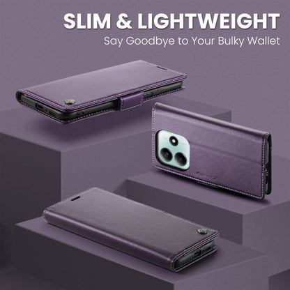 Pour Redmi Note 14 5G Coque Téléphone en Cuir Anti-vol RFID Texturé Litchi avec Fermoir Papillon CaseMe 023 (Violet)