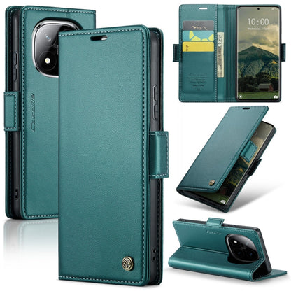 Pour Redmi Note 14 Pro 5G Étui de téléphone en cuir anti-vol RFID texture litchi avec boucle papillon CaseMe 023 (Vert)
