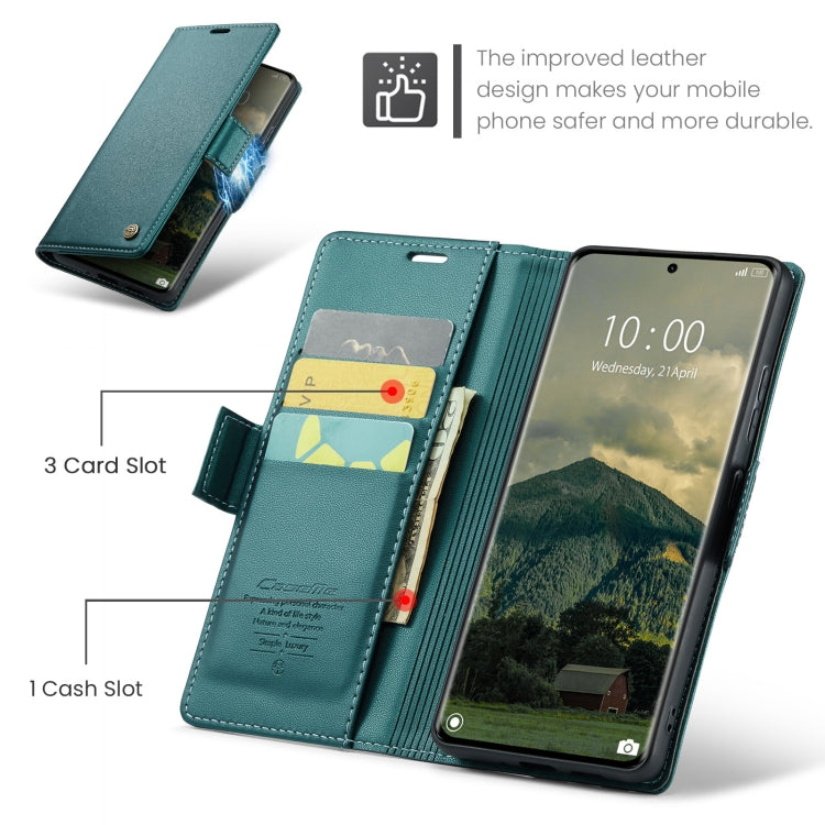 Pour Redmi Note 14 Pro 5G Étui de téléphone en cuir anti-vol RFID texture litchi avec boucle papillon CaseMe 023 (Vert)