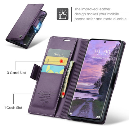 For Redmi Note 14 Pro 5G CaseMe 023 Butterfly Buckle Litchi Texture RFID Anti-theft Leather Phone Case(Purple)