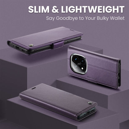 For Redmi Note 14 Pro 5G CaseMe 023 Butterfly Buckle Litchi Texture RFID Anti-theft Leather Phone Case(Purple)