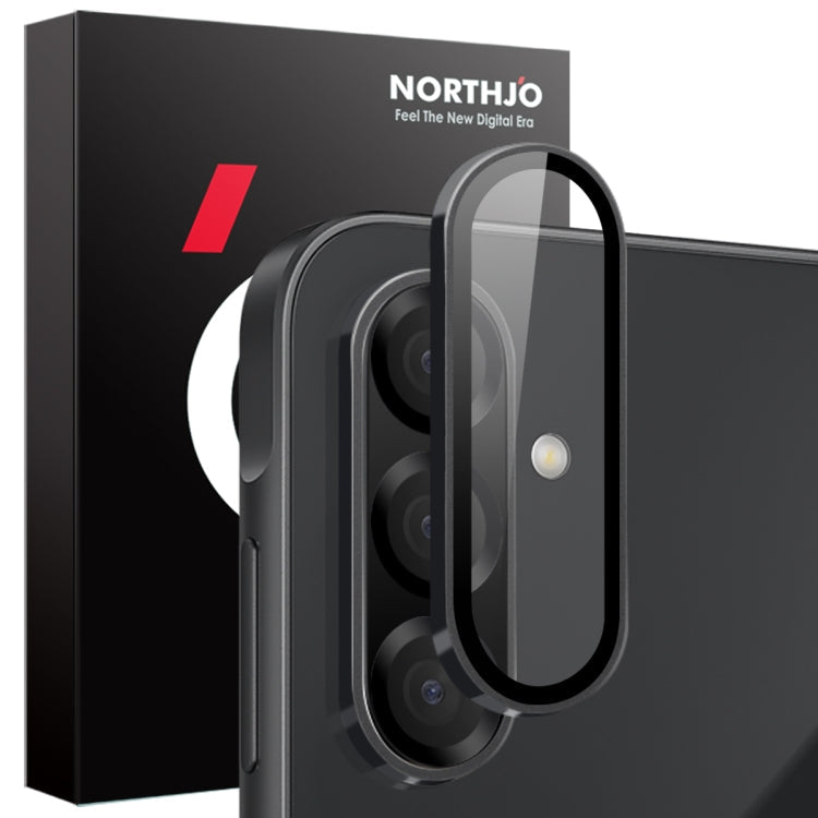 For Samsung Galaxy A36 5G NORTHJO Camera Lens Protector CD Metal Ring Tempered Glass Film(Black)