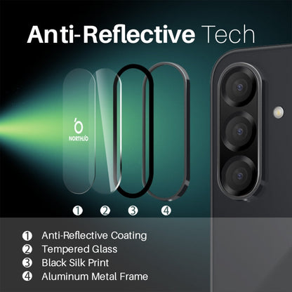 For Samsung Galaxy A36 5G NORTHJO Camera Lens Protector CD Metal Ring Tempered Glass Film(Black)