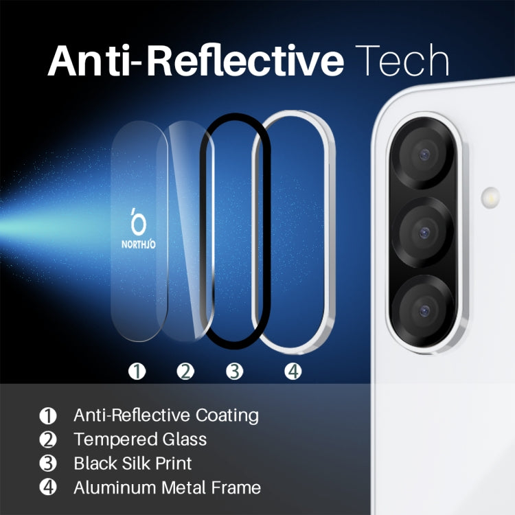 For Samsung Galaxy A56 5G NORTHJO Camera Lens Protector CD Metal Ring Tempered Glass Film(Silver)
